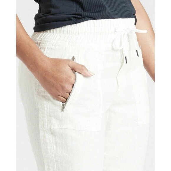 Athleta Cabo Lily Linen Jogger Pants White Size 6 Elastic Waist Lightweight - Picture 14 of 15